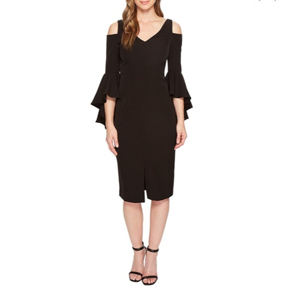 Maggy London Cold Shoulder Ruffle BellSleeve Dress